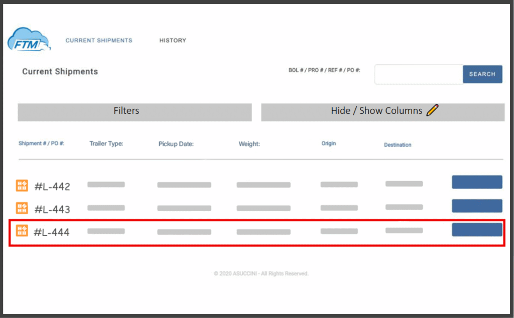 Customers can access current shipments and filter items by their needs.