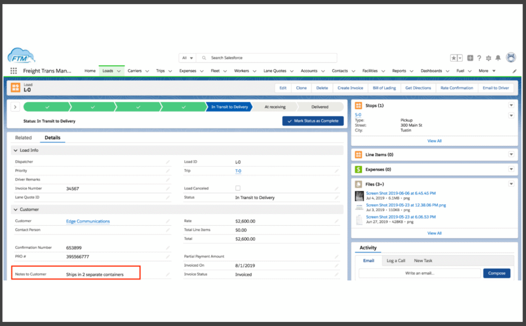 Your team maintains full visibility through the office view by FTM TMS customer portal.