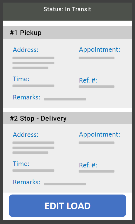 Viewing essential load details is available in the FTM Carrier/Driver Portal.
