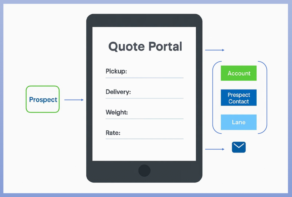 he portal captures the quote request and instantly creates three records.