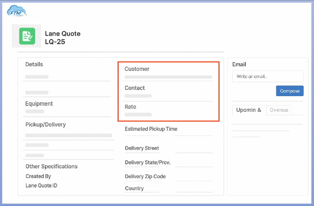 All shipment-related data is structured into a Lane Quote.