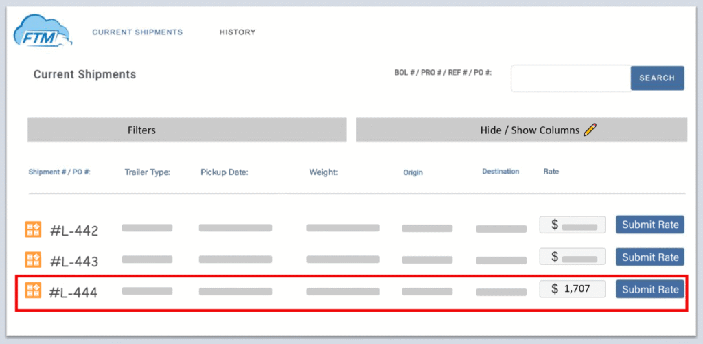 In Step 1 of using the FTM Bid Portal, you can post your load.