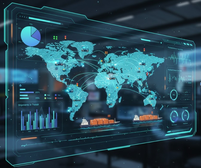 Visibility dashboard displaying freight cost reduction trends and service KPIs