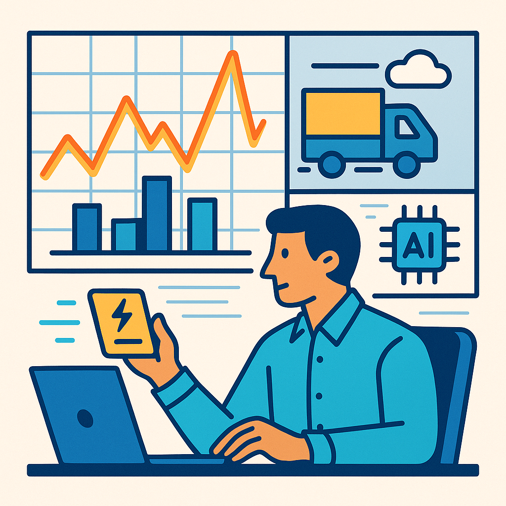 make a colorful photo about Spot Rate Volatility in 2026 How TMS and AI Help Brokers React Faster whiteout text 
