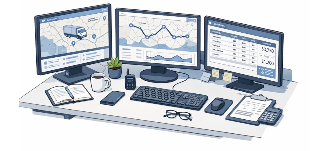 Logistics operations using multiple disconnected systems for tracking, routing, and load management