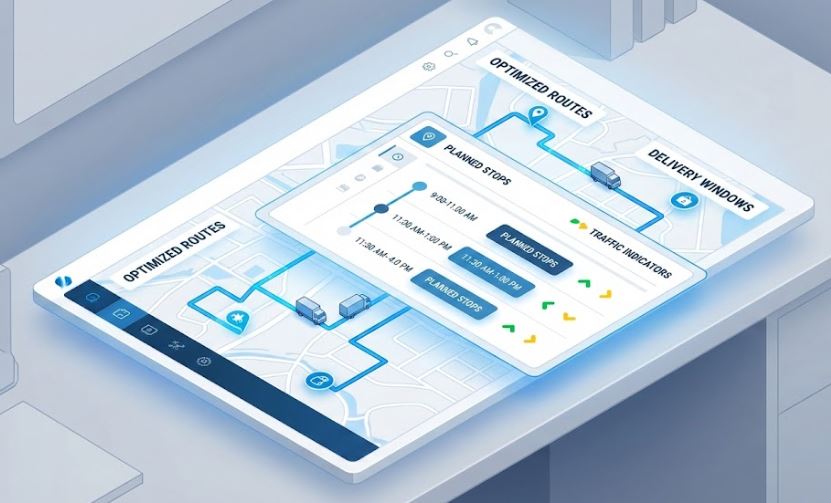 Optimized route planning in a TMS improving on-time delivery performance.