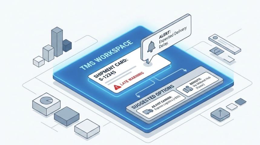 TMS exception alerts helping teams prevent late deliveries.