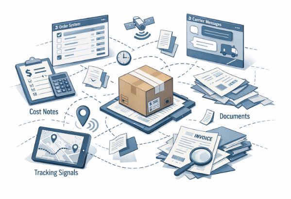 Disconnected logistics data from tracking, carriers, documents, and costs before TMS consolidation.
