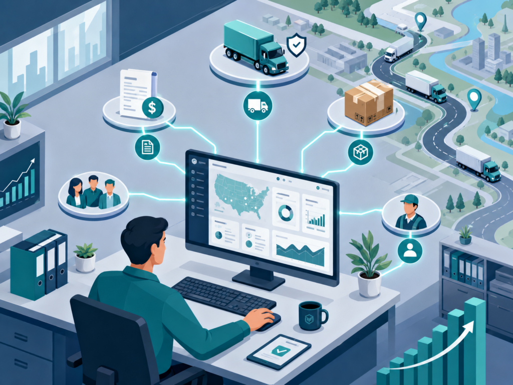 A logistics company scaling its operations using a modern TMS platform