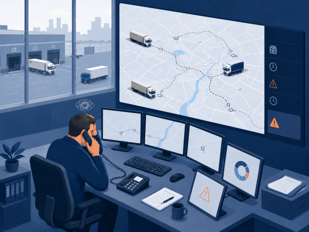 Freight visibility gaps showing disconnected shipment tracking and reactive logistics management
