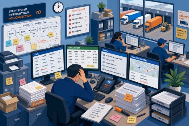 growing logistics team overwhelmed by disconnected tools and manual processes