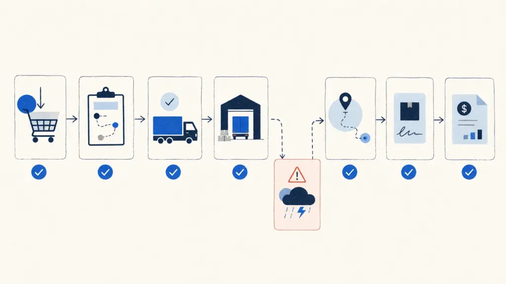 Shipper TMS demo test plan covering order intake, planning, carrier tendering, shipment execution, exceptions, proof of delivery, and financial close.
