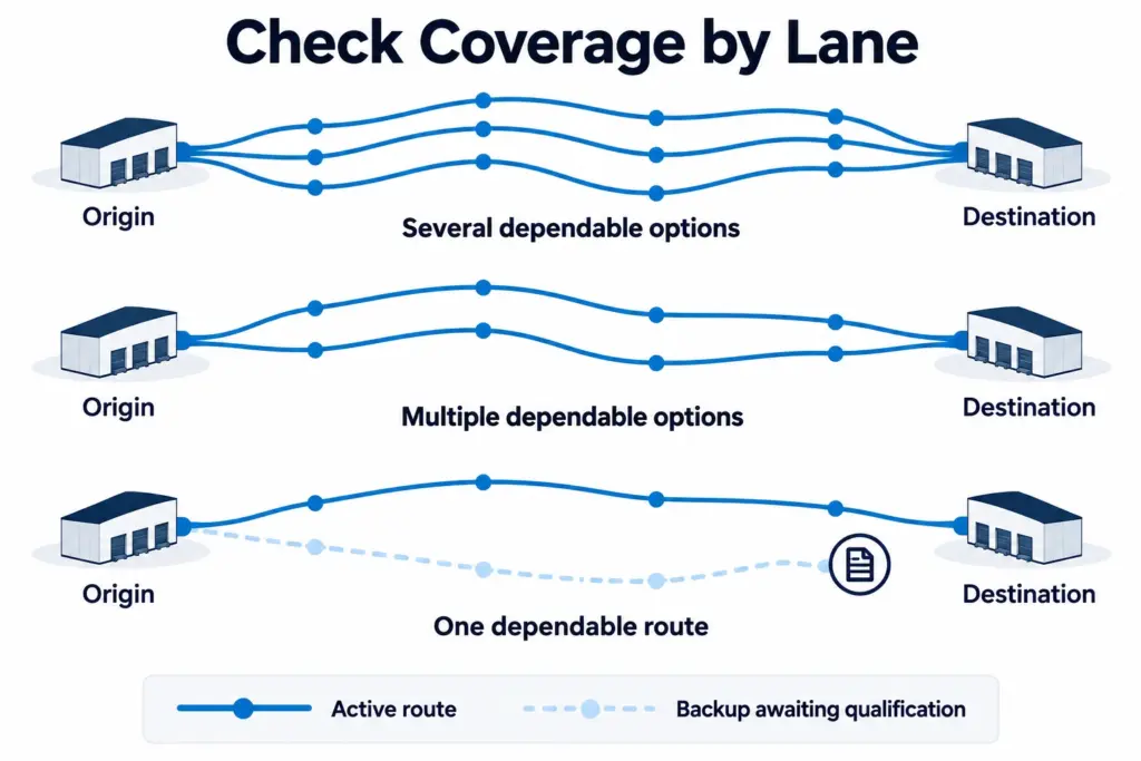 LTL consolidation and lane-level carrier concentration showing available freight routing alternatives